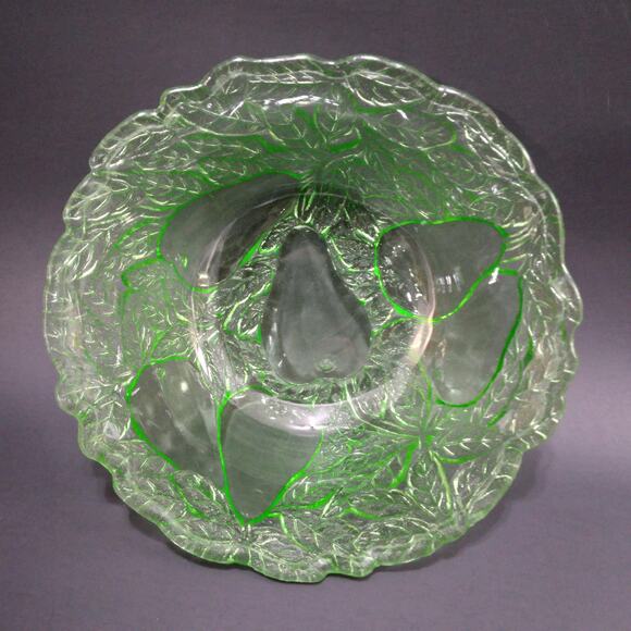 Rare Uranium Glass 9.25" Deep Bowl Vtg Indiana Glass No 601 Avocado Sweet Pear - Picture 6 of 10